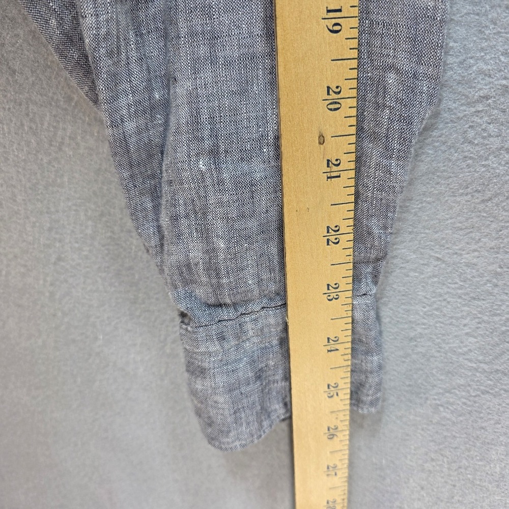 Uniqlo Linen Button Front Shirt‎ Mens L Long Sleeve Collared Neutral Gray Office - Picture 10 of 11